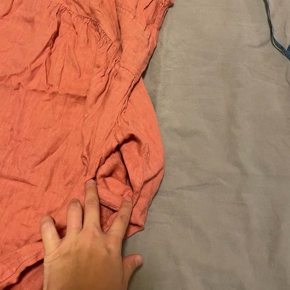 Me & Gee salmon pink long linen dress, size L - Picture 5 of 5